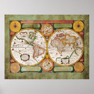 Poster Carte du C17th Old World de Jean Boisseau