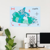 Poster Carte du Canada dessinée à la main avec illustrati (Bureau à domicile)