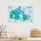 Poster Carte du Canada dessinée à la main avec illustrati (Cuisine)