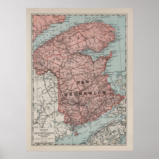 Poster Carte du Canada du Vieux-Nouveau-Brunswick (1925) (Devant)