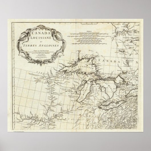 Poster Carte du Canada montrant les villages amérindiens (Devant)