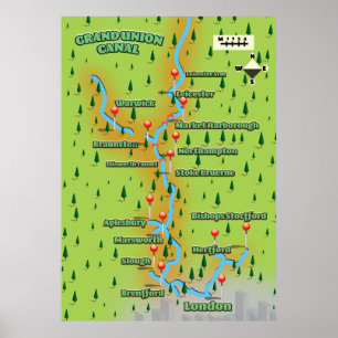 Poster Carte du canal de Grand Union