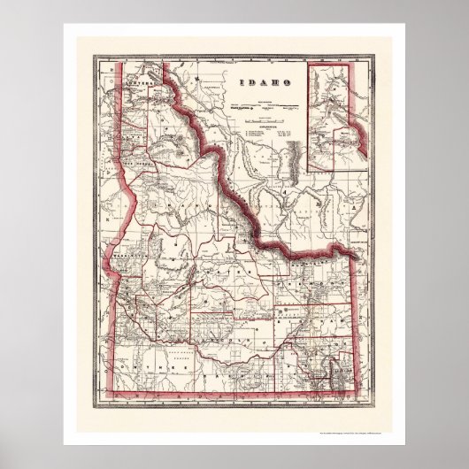 Poster Carte du canton et du chemin de fer d'Idaho 1896 (Devant)