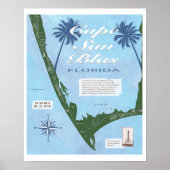 Poster Carte du Cap San Blas Floride (Devant)