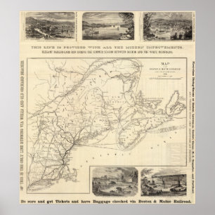 Poster Carte du chemin de fer Boston et Maine