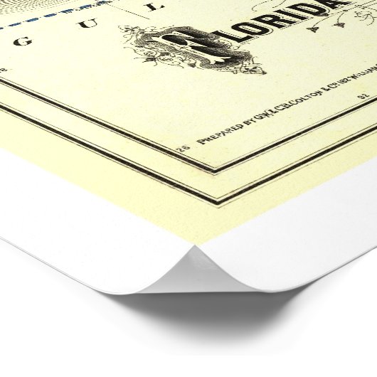 Poster Carte du chemin de fer de Floride Transit 1882 (Coin)