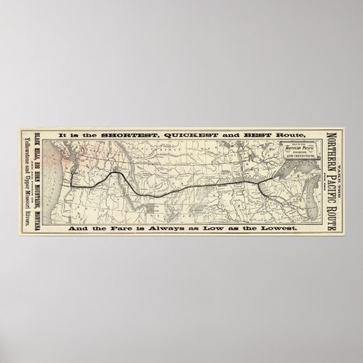 Poster Carte du chemin de fer du Pacifique Nord (Devant)