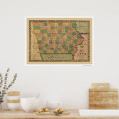 Poster Carte du chemin de fer Iowa 1855 (Cuisine)