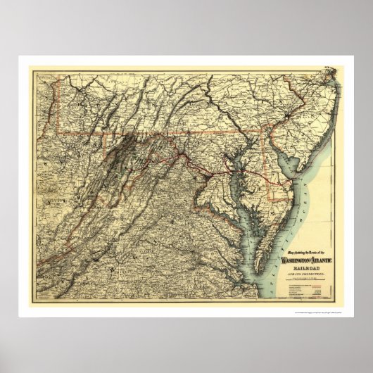 Poster Carte du chemin de fer Washington & Atlantique 188 (Devant)