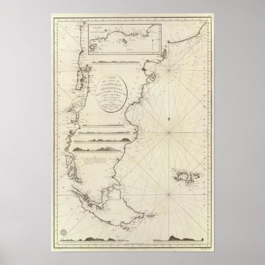 Poster Carte du Chili (Devant)