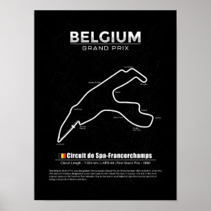 Poster carte du circuit de Grand Prix de Belgique