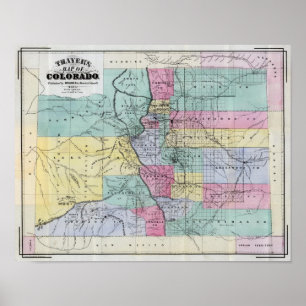 Poster Carte du Colorado par Thayer