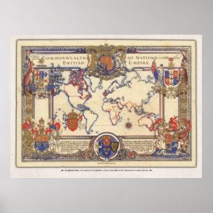 Poster Carte du Commonwealth ou de l'Empire britannique