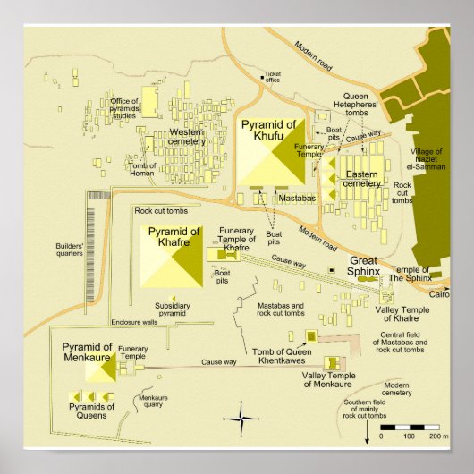 Poster Carte du complexe pyramidal de Giza Diagramme (Devant)