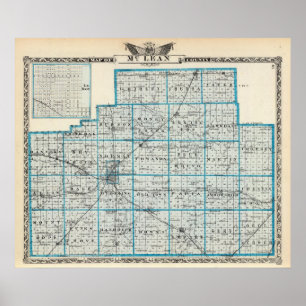 Poster Carte du compté de McLean et de Le Roy