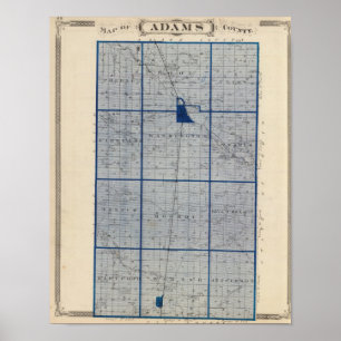 Poster Carte du comté d'Adams