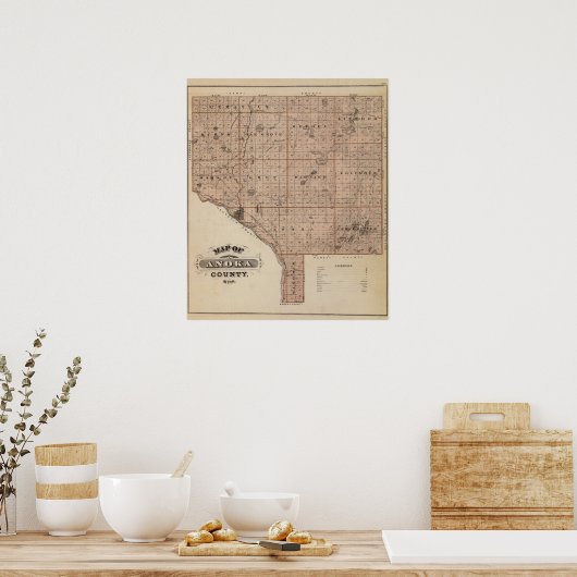 Poster Carte du comté d'Anoka, Minnesota (Cuisine)