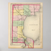 Poster Carte du comté de Bay, Michigan (Devant)