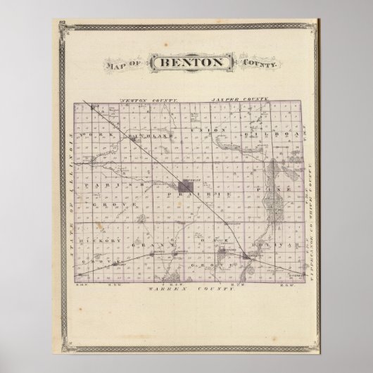 Poster Carte du comté de Benton (Devant)