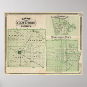 Poster Carte du comté de Blackford avec Montpellier