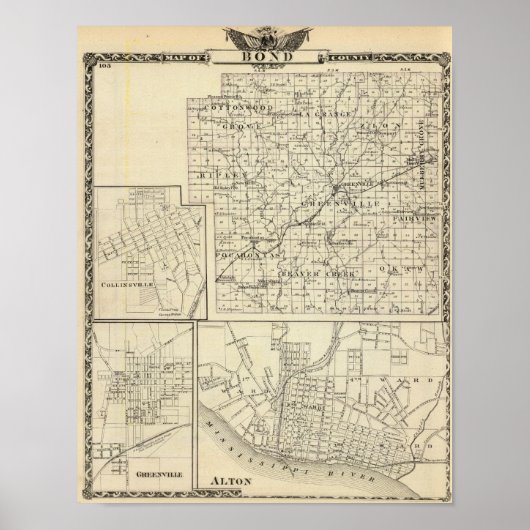 Poster Carte du comté de Bond, Alton (Devant)