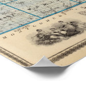 Poster Carte du comté de Cass, État de l'Iowa (Coin)