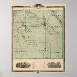 Poster Carte du comté de Cerro Gordo, État de l'Iowa