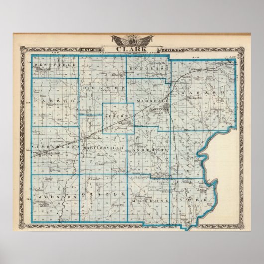 Poster Carte du comté de Clark (Devant)