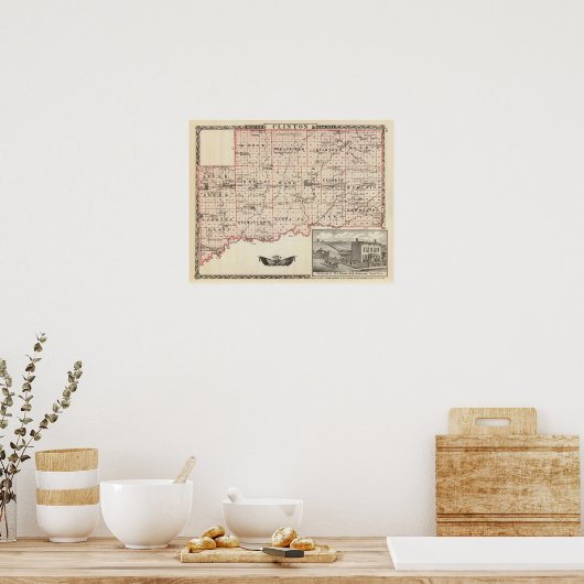 Poster Carte du comté de Clinton (Cuisine)