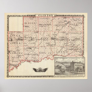 Poster Carte du comté de Clinton