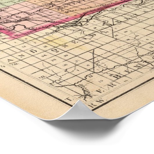 Poster Carte du comté de Clinton, Michigan (Coin)