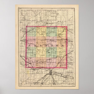 Poster Carte du comté de Clinton, Michigan