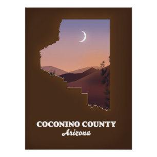 Poster Carte du comté de Coconino Arizona.