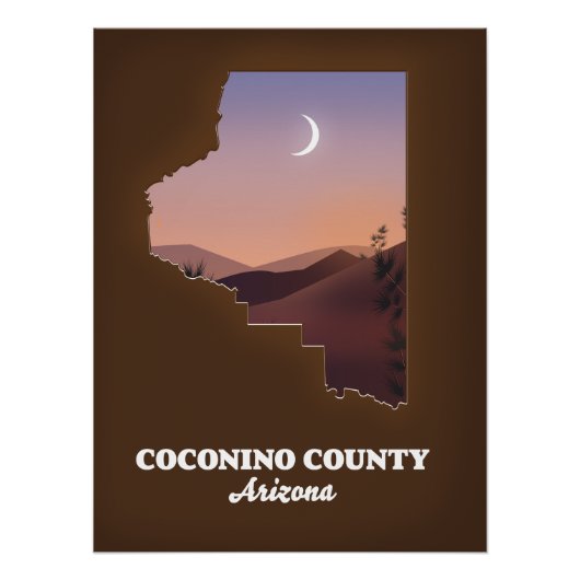 Poster Carte du comté de Coconino Arizona. (Devant)
