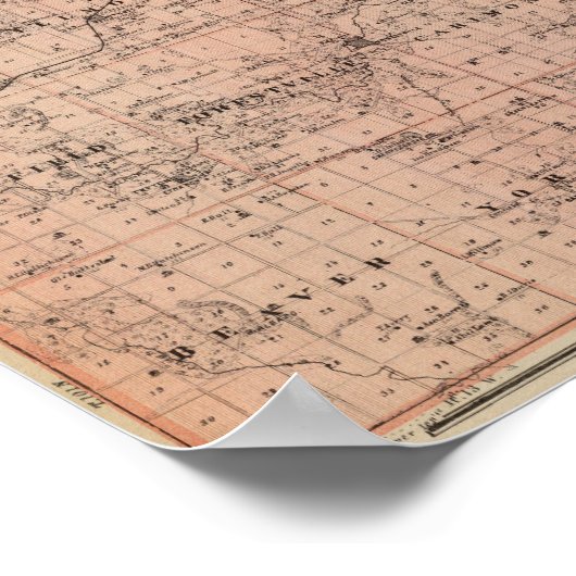 Poster Carte du comté de Fillmore, Minnesota (Coin)