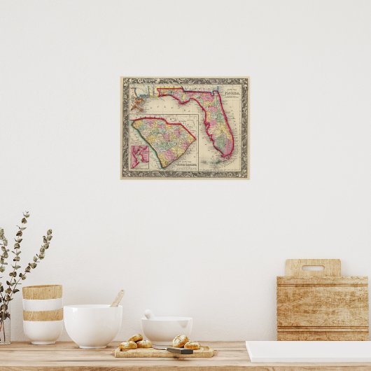 Poster Carte Du Comté De Floride (Cuisine)