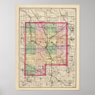 Poster Carte du comté de Genesee, Michigan