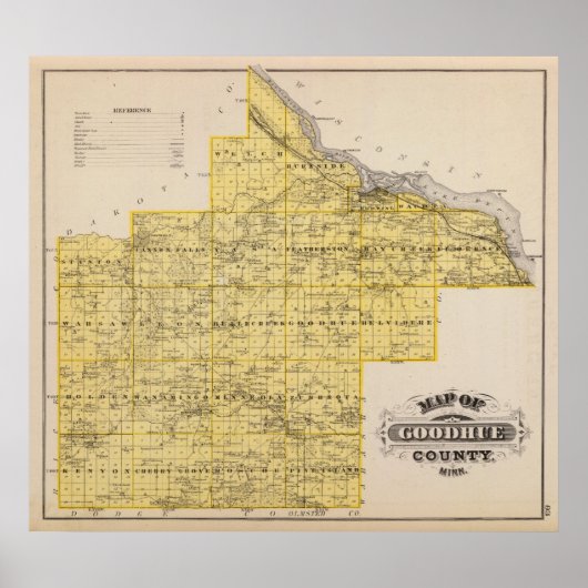 Poster Carte du comté de Goodhue, Minnesota (Devant)