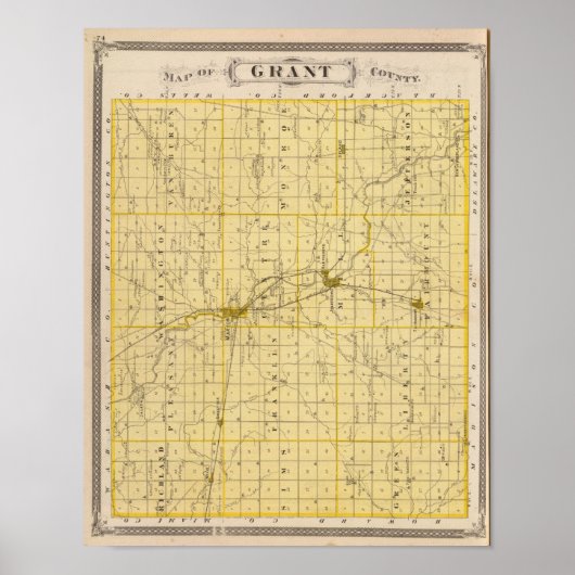 Poster Carte du comté de Grant (Devant)
