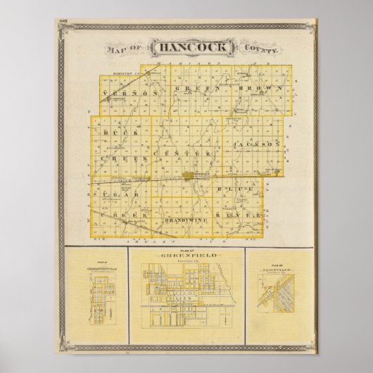 Poster Carte du comté de Hancock avec Charlottesville (Devant)