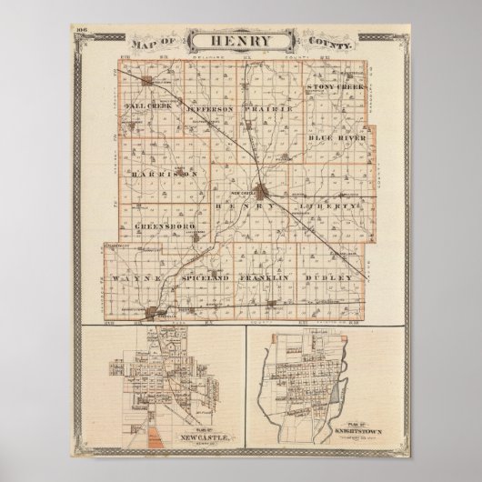 Poster Carte du comté de Henry avec le nouveau château, K (Devant)