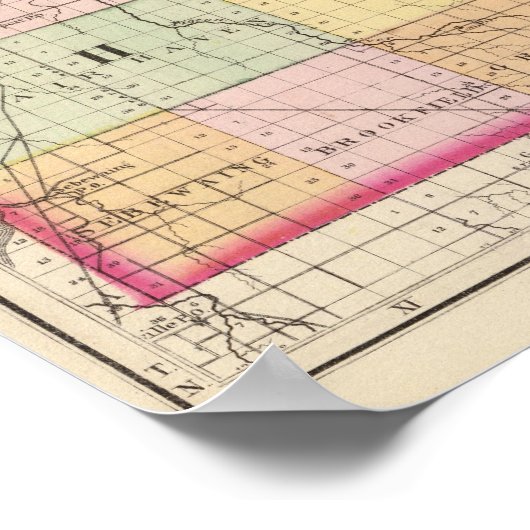 Poster Carte du comté de Huron, Michigan (Coin)