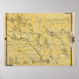Poster Carte du comté de Jasper, État de l'Iowa