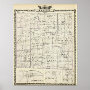 Poster Carte du comté de Jasper, Lawrenceville