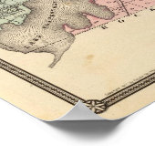 Poster Carte du comté de Jefferson, État du Wisconsin (Coin)