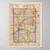 Poster Carte du comté de Kent, Michigan (Devant)