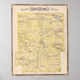 Poster Carte du comté de Kosciusko