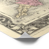 Poster Carte Du Comté De L'Angleterre Et Du Pays De Galle (Coin)