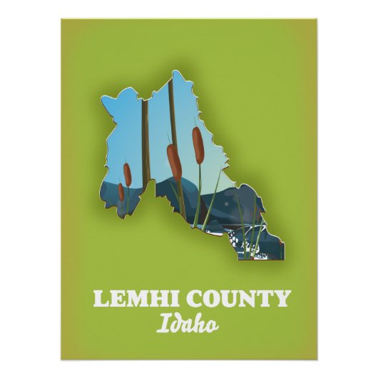 Poster Carte du comté de Lemhi, Idaho (Devant)