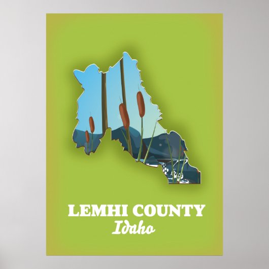 Poster Carte du comté de Lemhi, Idaho (Devant)